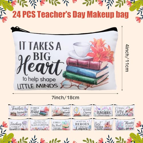 24-Piece Canvas Makeup Bag Set - Teacher Appreciation Travel Pouch