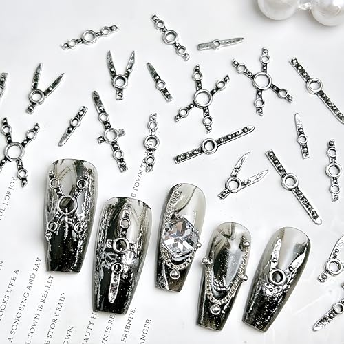 100 Pcs Metallic Punk Belt Nail Charms - 3D Rhinestones for Nail Art