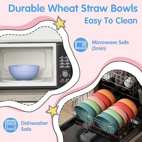 Quatish 14 PCS Lightweight Wheat Straw Cereal Bowls Set