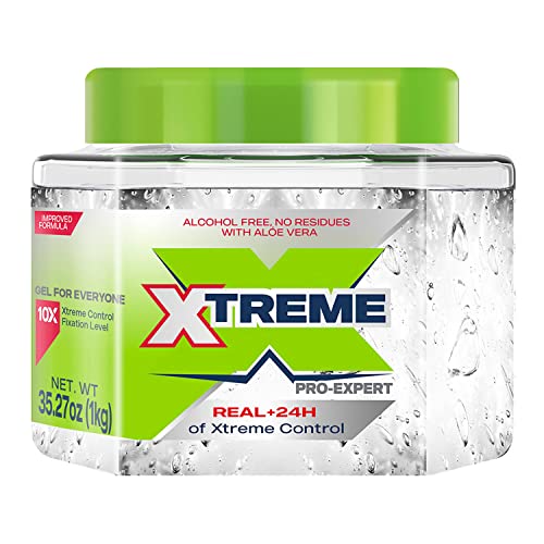 Xtreme Pro-Expert Alcohol-Free Hair Gel Pack of 2, 35.27 Oz Each - Strong Hold & Shine
