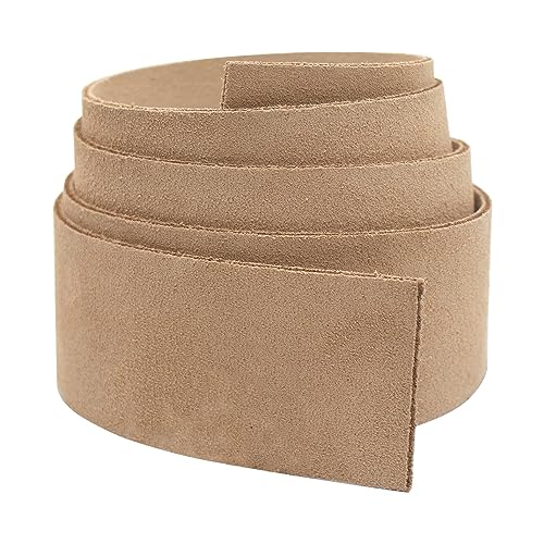 Realeather Suede Leather Strip for Crafting, 1.5" x 42" - Beige