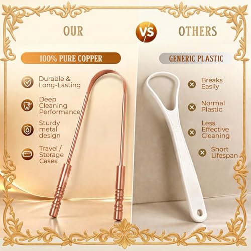 Copper Tongue Scraper Set with Travel Case – Oral Hygiene Tool