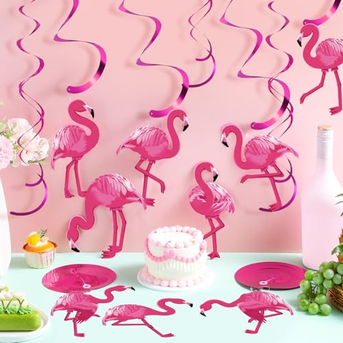 Faccito 52 Pcs Flamingo Party Hanging Swirl Decorations