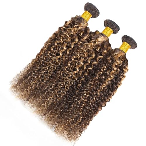 ZHAOXI WIG Jerry Curly Hair Bundles P4/27 8-12 Inch - 3 Pack