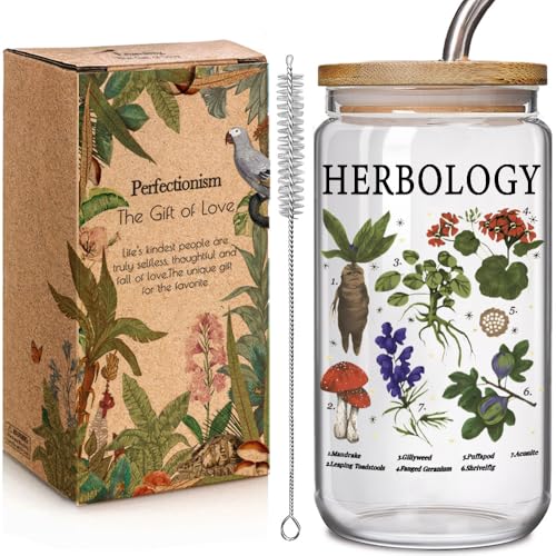 Witch Glass Cup 16oz with Lid & Straw - Perfect Gift for Plant Lovers