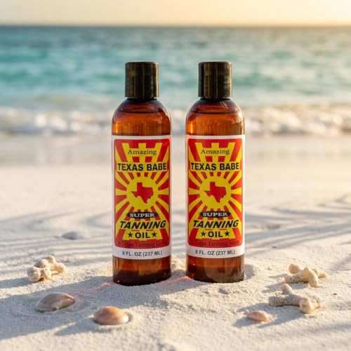 Texas Babe Tanning Oil 8 oz (Pack of 2) – Natural, No SPF