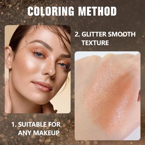 evpct Champagne Gold Glitter Eyeshadow Palette - High Pigment Cream Shades