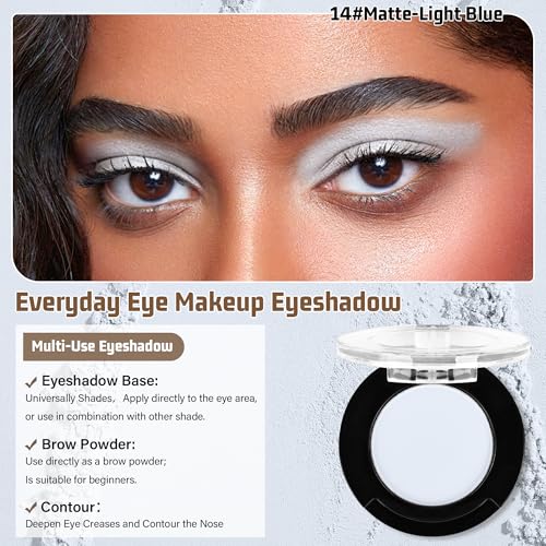 Light Blue Matte Eyeshadow for Mature Skin - High Pigment & Blendable