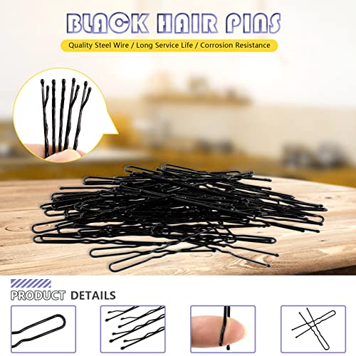 Swpeet Black Hair Pins & Elastics Kit - 380Pcs for Stylish Updos & Hair Styling