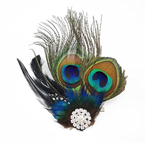 Faux Peacock Feather Hair Clip for Weddings & Parties - Bridal Hair Accessory