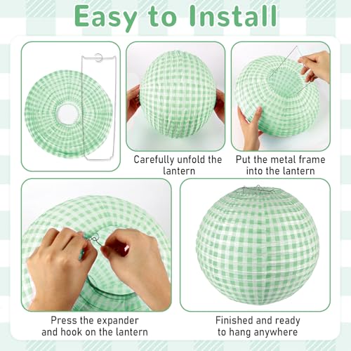 6-Pack Sage Green Paper Lanterns for Party Decorations