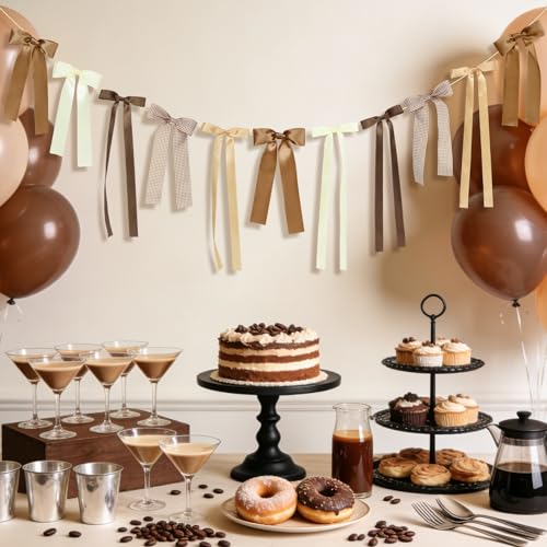 Espresso Martini Bow Garland - Coffee Themed Party Decor