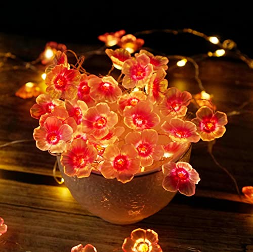 Cherry Blossom String Lights - 13ft 40 LED Fairy Lights with Timer