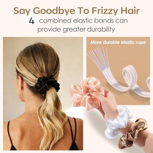 Satin Scrunchies for Thick Hair - 20 Pcs Luxury No-Damage Hair Ties