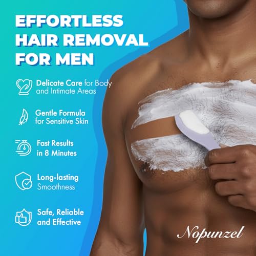 Hair Removal Cream for Men: Sensitive Depilatory Cream for Men - Body Legs Chest Underarms Intimate Areas - Vitamin E - Painless Effective Flawless Soothing Easy - Hair Remover - Gentle Formula - 120g