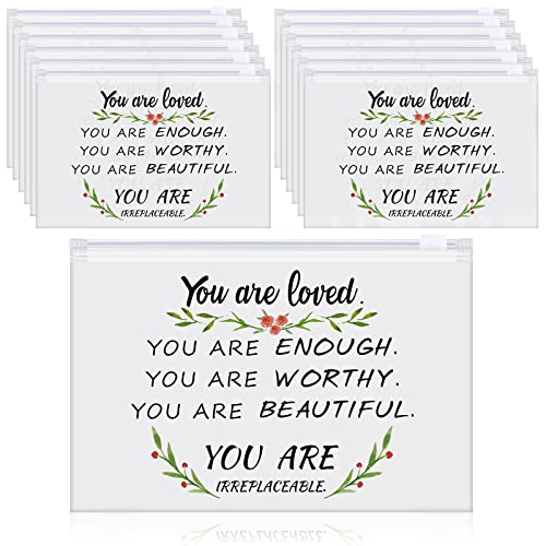 60 Pcs Inspirational Quote Makeup Bags - Waterproof EVA Cosmetic Pouch