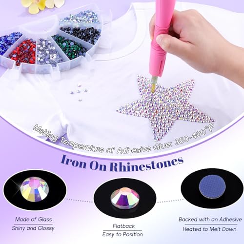 5000 Pcs SS20 Hotfix Rhinestones, AB Flatback Glass Crystals for Crafts