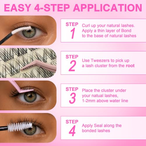 FayJoo Wispy Natural Lash Clusters Kit - 120pcs DIY Eyelash Extensions with Bond & Seal