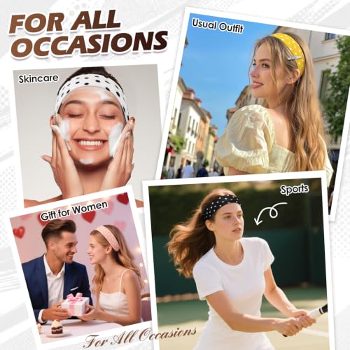 Vintage Polka Dot Headbands for Women 8pcs - Retro Hair Accessories, Girl Gift Set