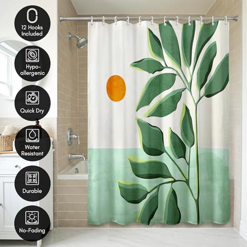 Boho Shower Curtain 71x74 - Water-Resistant Polyester with Hooks