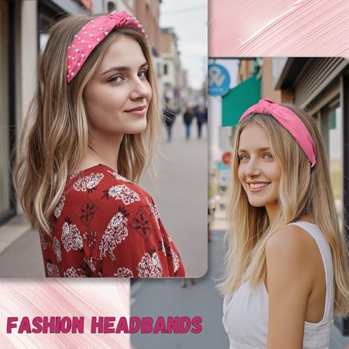 AWAYTR Wide Knotted Headbands for Women - 4 Piece Fabric Hair Accessory Set