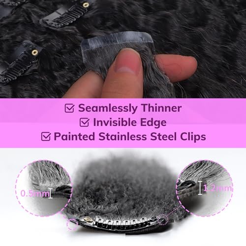 IDN BEAUTY 14-Inch Seamless Clip-In Hair Extensions for Black Women Natural Black