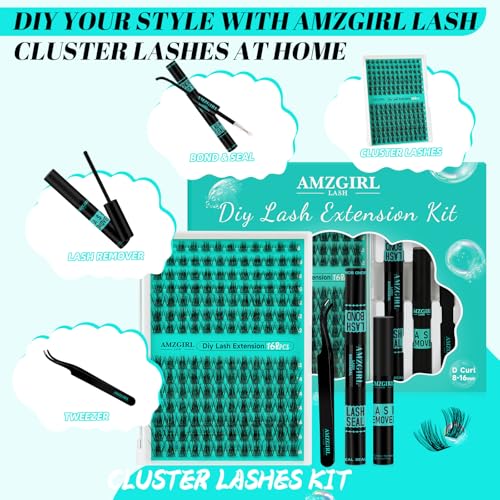 AMZGIRL 168pcs D Curl Cluster Eyelash Extensions Kit - Medusa