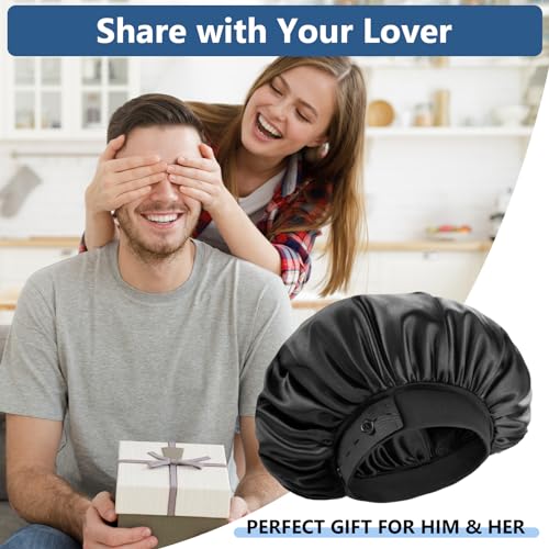 WINSTECK Adjustable Satin Bonnet for Men & Women - Double Layer Hair Protection