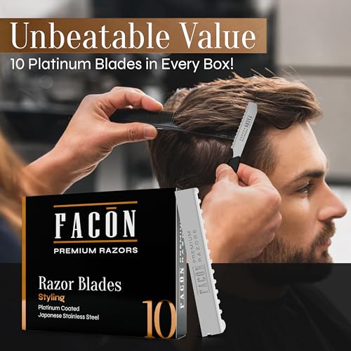Facón Professional Hair Razor Blades - 10 Count Premium Stainless Steel