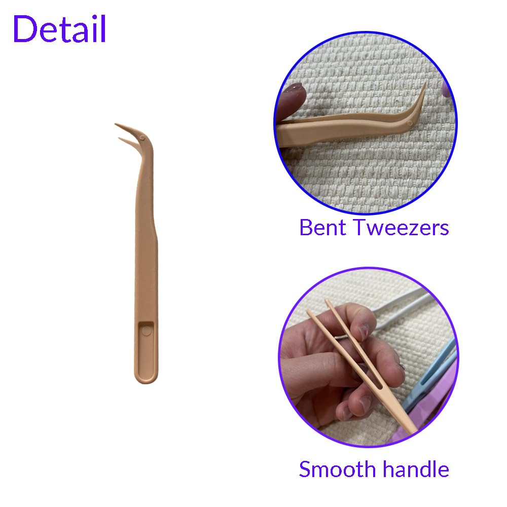 25 Pcs Bent Tweezers, 4.53inch Plastic Tweezers for Jewelry Making Disposable Stickers Animal Feeding, 5 Colors