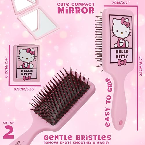 Hello Kitty Detangling Hair Brush & Compact Mirror Set