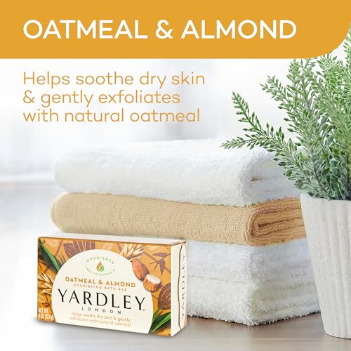Yardley Oatmeal & Almond Bar Soap Pack of 4 - 4 Ounce Each, Moisturizing & Luxurious