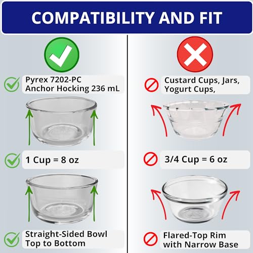 KlareWare 1 Cup Replacement Lids - BPA-Free Red 6-Pack for Pyrex 7202 & Anchor Hocking