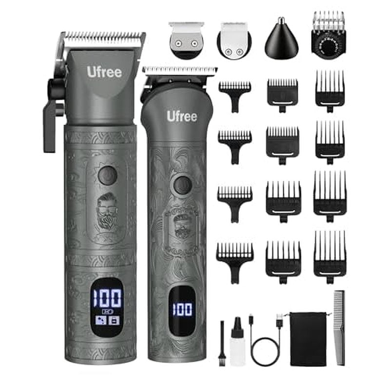 Ufree Beard Trimmer for Men with Hair Clipper, Professional Hair Clippers for Men and Hair Trimmers, Cordless Electric Razor Mens Grooming Kit for Nose, Face, Ear, Body, Gifts for Men Husband Father