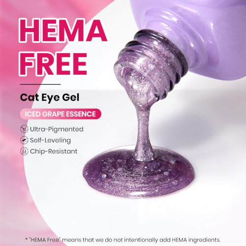 Beetles Iced Grape Essence Purple Cat Eye Gel Nail Polish 9ML - Speed Cure, Long Lasting