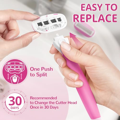 DreamGenius Pink Women's Razors - 5 Blades, 14 Cartridges & Shower Holder