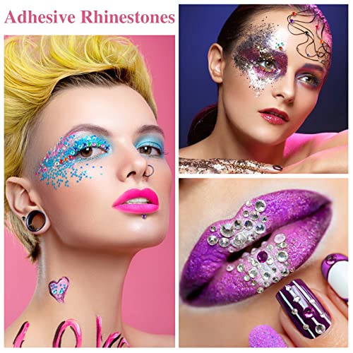 1600 Pcs Self-Adhesive Face Gems in 15 Colors for Makeup