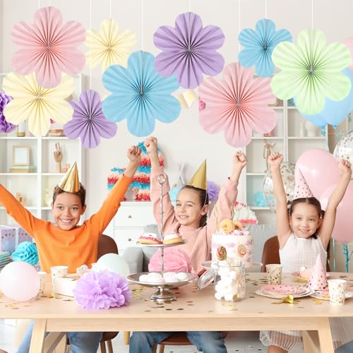 9PCS Pastel Paper Flowers Decoration Set for Classroom & Parties