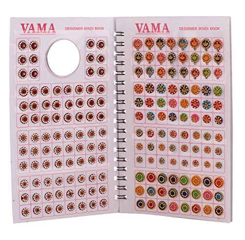 VAMA Stone Bindi Book - 372 Multicolour Rhinestone Bridal Spiral Bindis