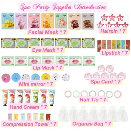 77PCS Spa Party Supplies Kit for Girls - Facial Masks & More