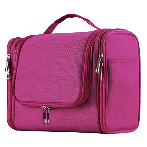 Buruis Large Waterproof Hanging Toiletry Bag for Travel - Fuchsia