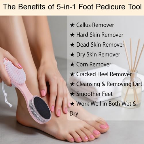 5-in-1 Foot Scrubber Brush & Pumice Stone Pedicure Tool