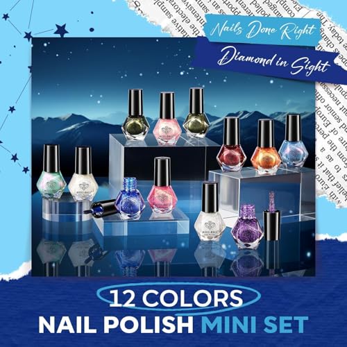 modelones Mermaid Legend Winter Sparkle Nail Polish Set - 12 Colors for DIY Manicure & Nail Art