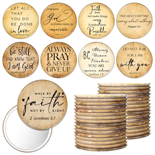 36 Pcs Mini Bible Verse Compact Mirrors - Christian Inspirational Gifts