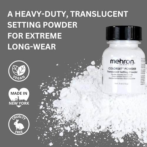 Mehron Makeup Colorset Powder - 0.5 oz Translucent Setting Powder for Professional Cream Makeup