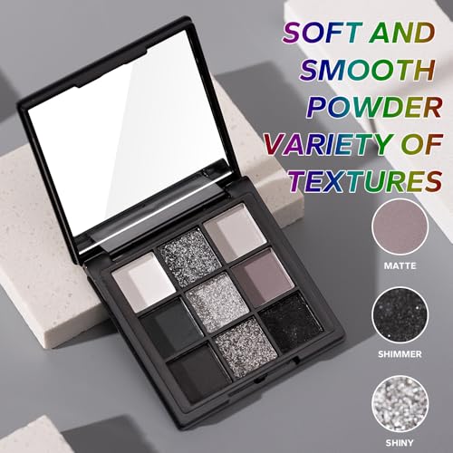 BAISEN DIARY 9-Color Smokey Eyeshadow Palette - Matte & Glitter