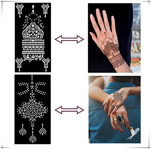 Indian Arabian Henna Tattoo Stencils Kit - 12 Reusable Body Art Templates