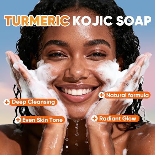 OAKDOLCHE 3-Pack Turmeric Kojic Acid Soap Bars for Face & Body