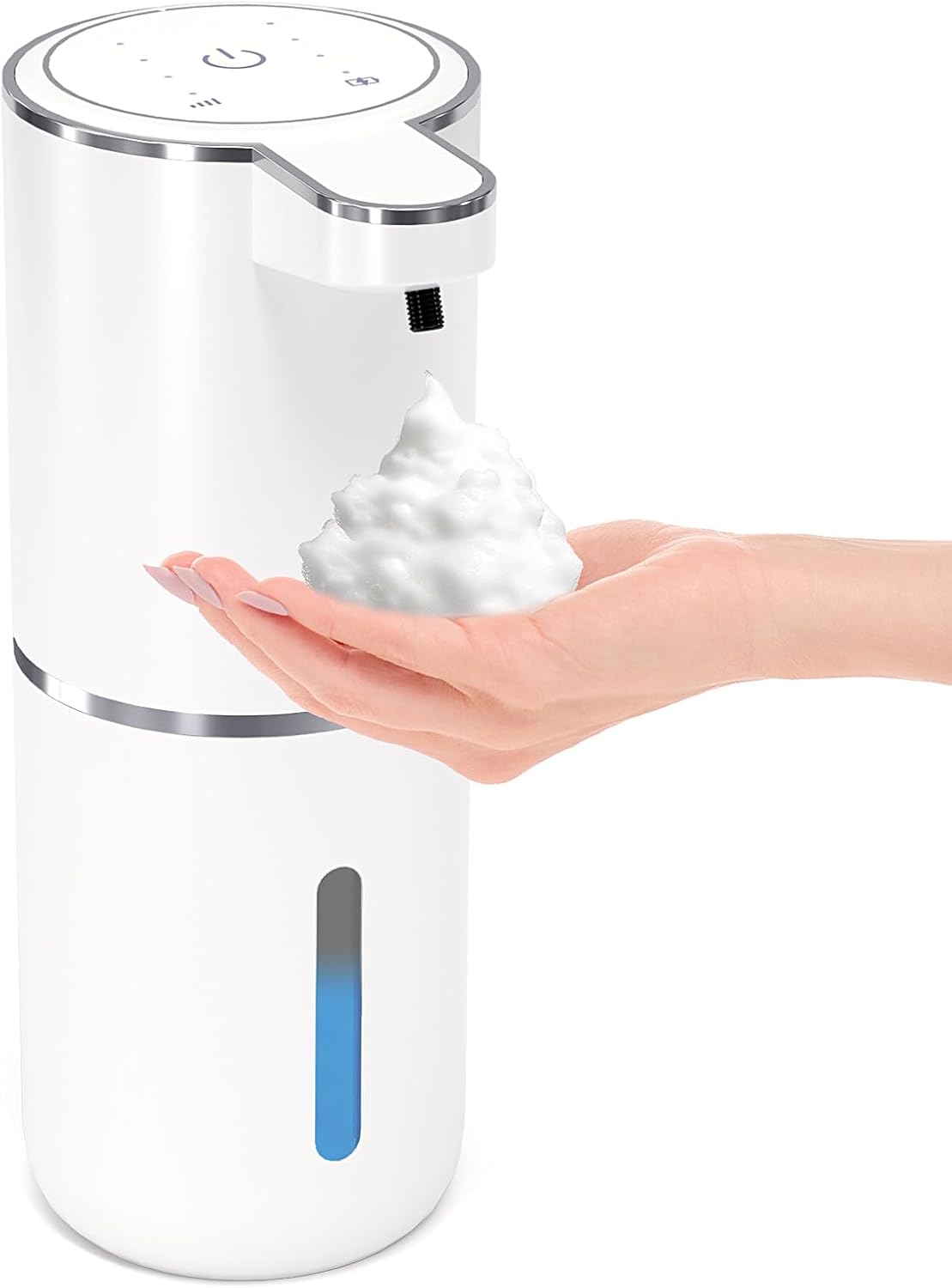 Automatic Foaming Soap Dispenser - Touchless 12.8oz Rechargeable Wall Mount for Bathroom & Kitchen | Black