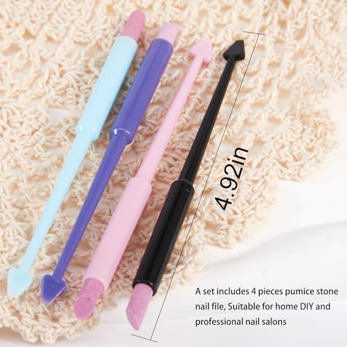 SILPECWEE 4 Pieces Pumice Stone Nail Files & Cuticle Removers - Professional Nail Art Tools